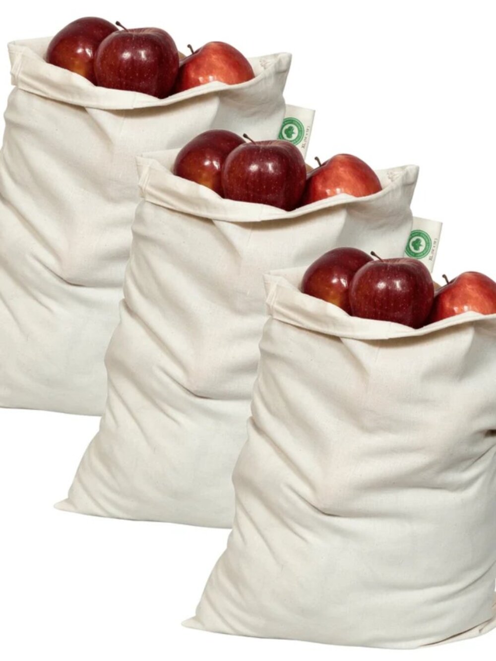 Reusable Produce Drawstring Bags Set of 3 Size L 12″x 15″ Organic Cotton Mart - Picture 2 of 6